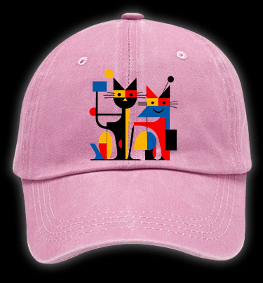 Piet Cornelies Mondrian Cat Vintage Washed 100% Cotton Baseball Hat - TheDrunkShark