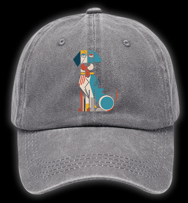 Piet Cornelies Mondrian Dog Vintage Washed 100% Cotton Baseball Hat - TheDrunkShark