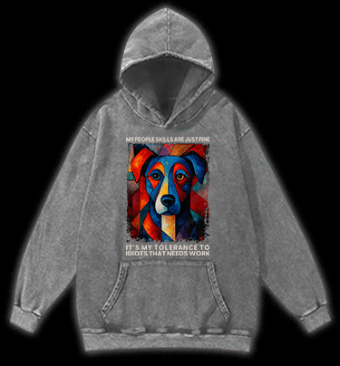 Piet Cornelies Mondrian Dog Vintage Washed 100% Cotton Hoodie - TheDrunkShark
