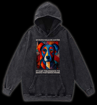 Piet Cornelies Mondrian Dog Vintage Washed 100% Cotton Hoodie - TheDrunkShark