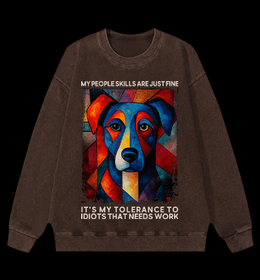 Piet Cornelies Mondrian Dog Vintage Washed 100% Cotton Sweatshirt - TheDrunkShark