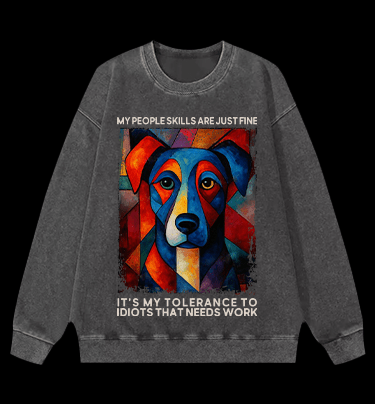 Piet Cornelies Mondrian Dog Vintage Washed 100% Cotton Sweatshirt - TheDrunkShark