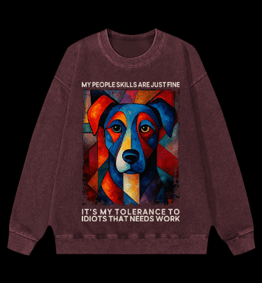 Piet Cornelies Mondrian Dog Vintage Washed 100% Cotton Sweatshirt - TheDrunkShark