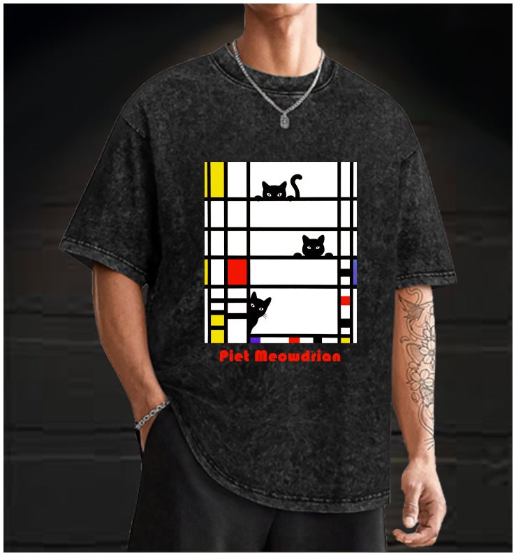 Piet Cornelies Mondrian Vintage Washed 100% Cotton T-Shirt - TheDrunkShark