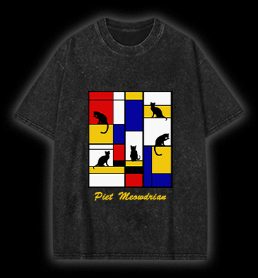Piet Cornelies Mondrian Vintage Washed 100% Cotton T-Shirt - TheDrunkShark
