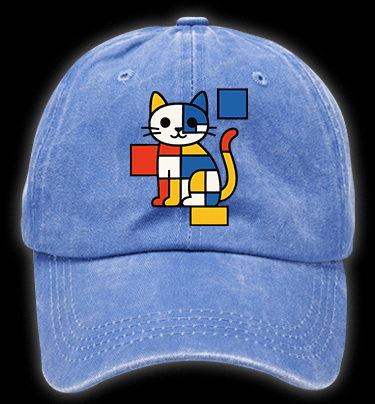 Piet Mondrian - Style Cat Vintage Washed 100% Cotton Baseball Hat - TheDrunkShark