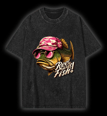  Pink Hat Fish  Vintage Washed 100% Cotton T-Shirt - TheDrunkShark