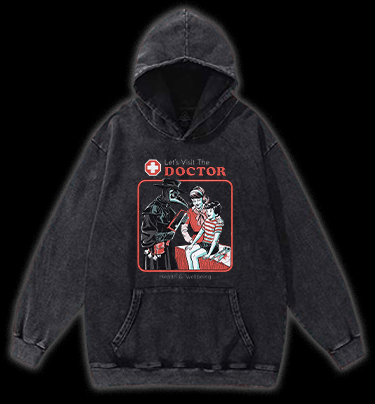 Plague Doctor Vintage Washed 100% Cotton Hoodie - TheDrunkShark