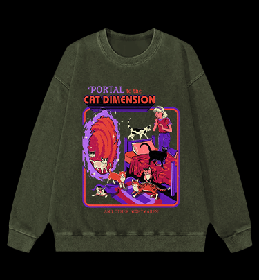 Portal to Cat Dimension Vintage Washed 100% Cotton Sweatshirt - TheDrunkShark