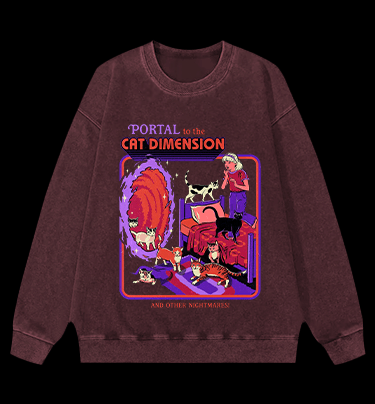 Portal to Cat Dimension Vintage Washed 100% Cotton Sweatshirt - TheDrunkShark