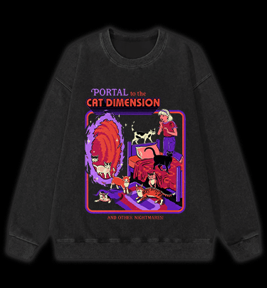 Portal to Cat Dimension Vintage Washed 100% Cotton Sweatshirt - TheDrunkShark