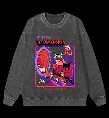 Portal to Cat Dimension Vintage Washed 100% Cotton Sweatshirt - TheDrunkShark