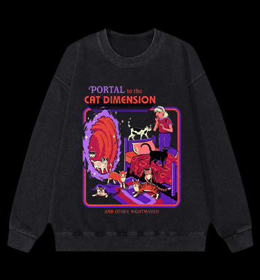 Portal to Cat Dimension Vintage Washed 100% Cotton Sweatshirt - TheDrunkShark