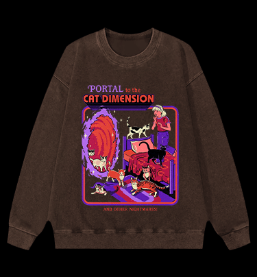 Portal to Cat Dimension Vintage Washed 100% Cotton Sweatshirt - TheDrunkShark