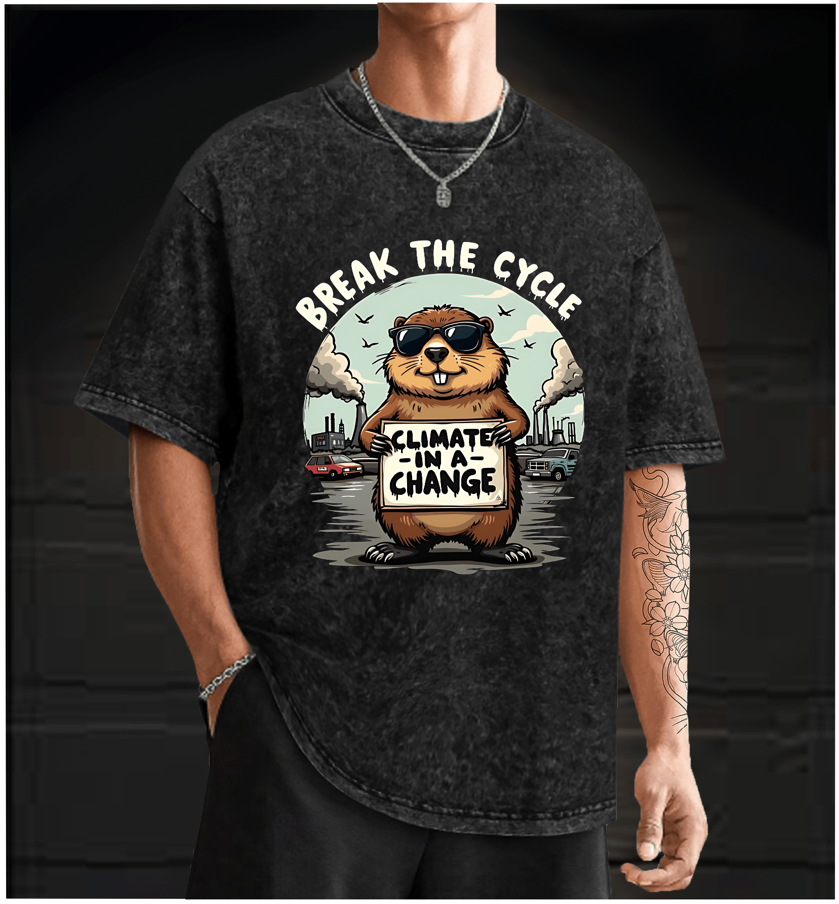 Protest Capybara Vintage Washed 100% Cotton T-Shirt - TheDrunkShark