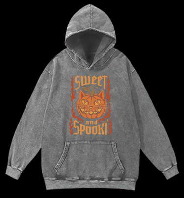 Pumpkin Cat Vintage Washed 100% Cotton Hoodie - TheDrunkShark