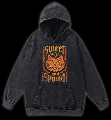 Pumpkin Cat Vintage Washed 100% Cotton Hoodie - TheDrunkShark