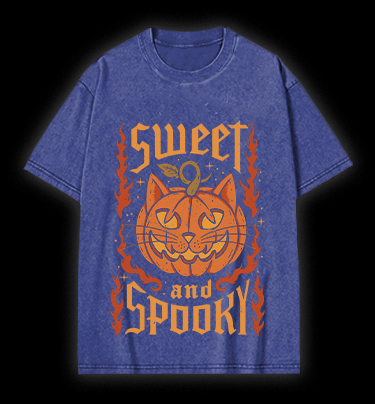Pumpkin Cat Vintage Washed 100% Cotton T-Shirt - TheDrunkShark