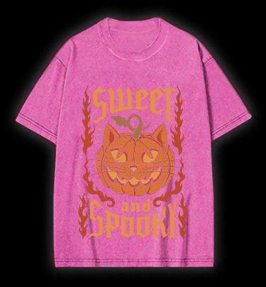 Pumpkin Cat Vintage Washed 100% Cotton T-Shirt - TheDrunkShark
