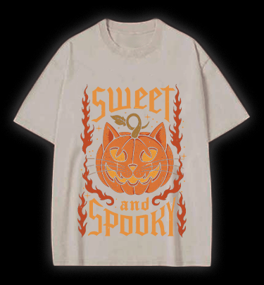 Pumpkin Cat Vintage Washed 100% Cotton T-Shirt - TheDrunkShark