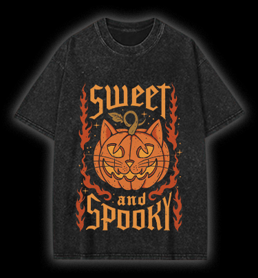 Pumpkin Cat Vintage Washed 100% Cotton T-Shirt - TheDrunkShark