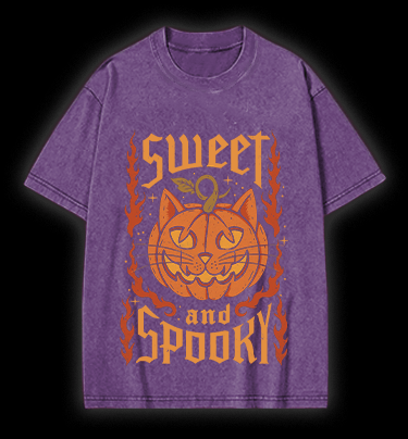 Pumpkin Cat Vintage Washed 100% Cotton T-Shirt - TheDrunkShark