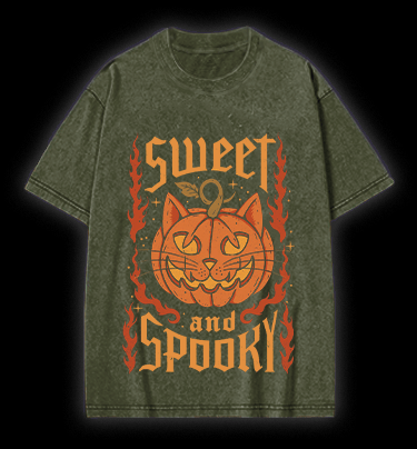 Pumpkin Cat Vintage Washed 100% Cotton T-Shirt - TheDrunkShark