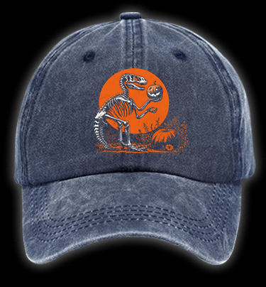 Pumpkin Dinosaur Vintage Washed 100% Cotton Baseball Hat - TheDrunkShark