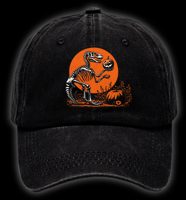 Pumpkin Dinosaur Vintage Washed 100% Cotton Baseball Hat - TheDrunkShark