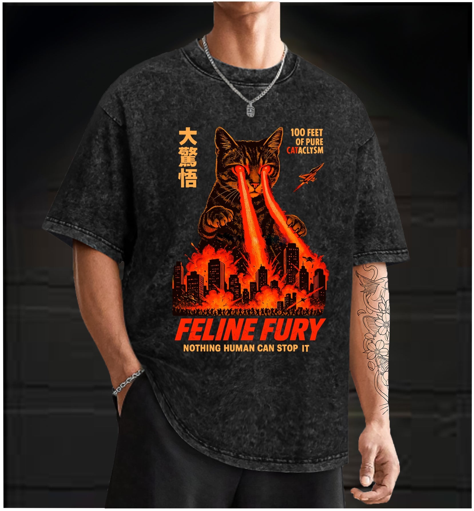  Pure Cat Rampage  Vintage Washed 100% Cotton T-Shirt - TheDrunkShark