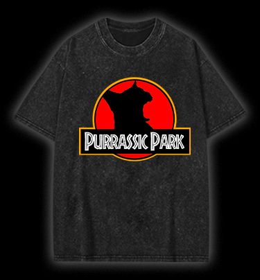  Purrassic Park Vintage Washed 100% Cotton T-Shirt - TheDrunkShark