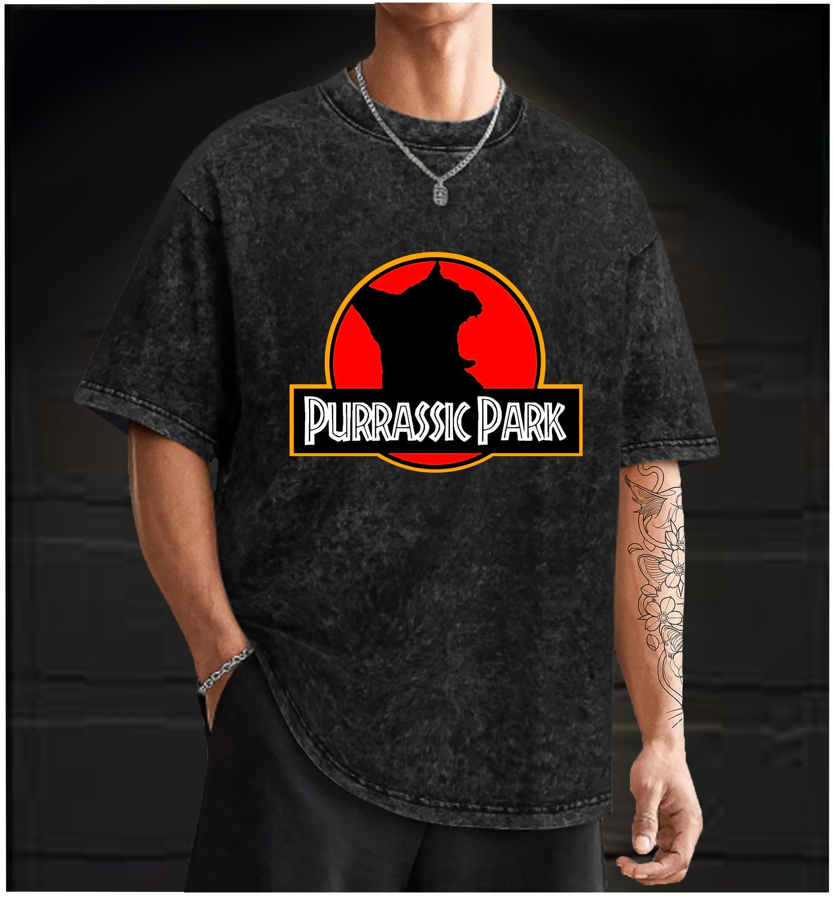  Purrassic Park Vintage Washed 100% Cotton T-Shirt - TheDrunkShark