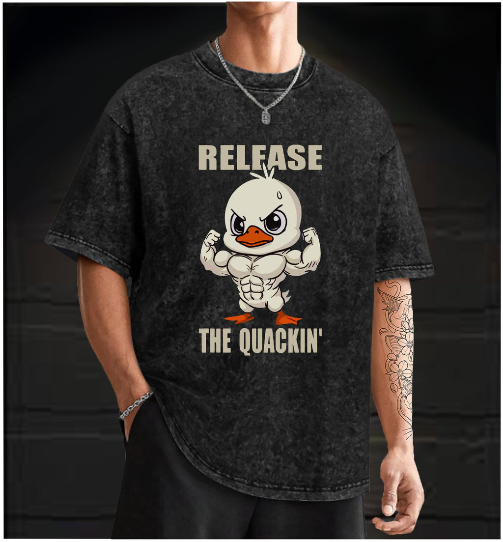  Quackin Duck Gym  Vintage Washed 100% Cotton T-Shirt - TheDrunkShark