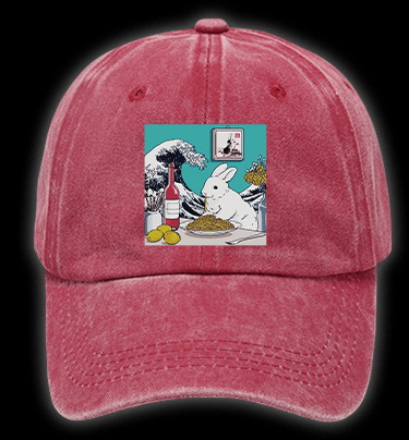 Rabbit??¡ê¡ès Pasta Time Vintage Washed 100% Cotton Baseball Hat - TheDrunkShark