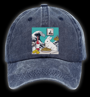 Rabbit??£¤s Pasta Time Vintage Washed 100% Cotton Baseball Hat - TheDrunkShark