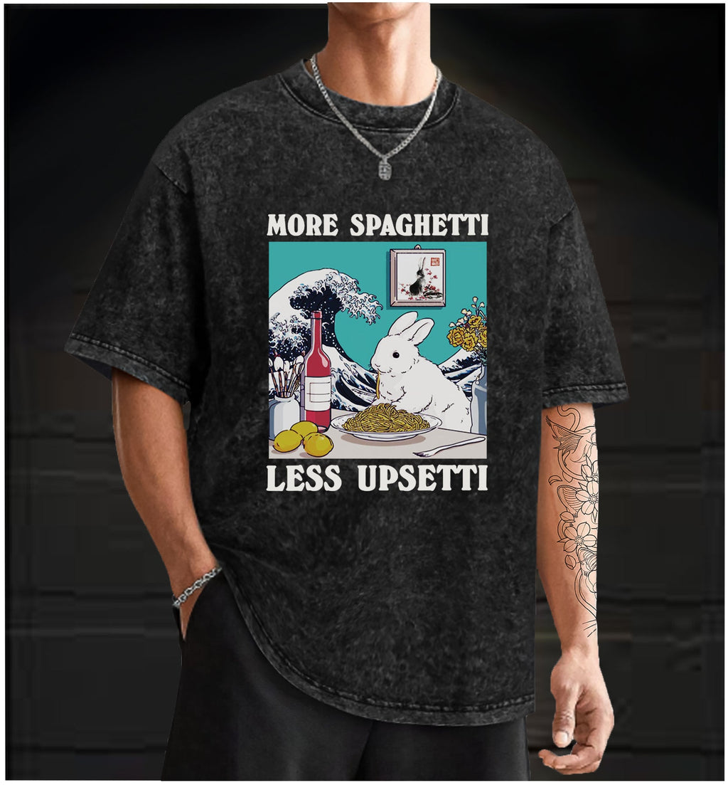 Rabbit?¡¥s Pasta Time Vintage Washed 100% Cotton T-Shirt - TheDrunkShark