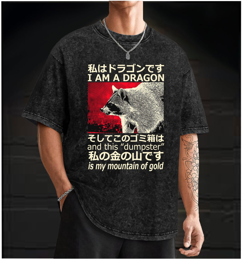  Raccoon and Its Dumpster Treasure Vintage Washed 100% Cotton T-Shirt - TheDrunkShark