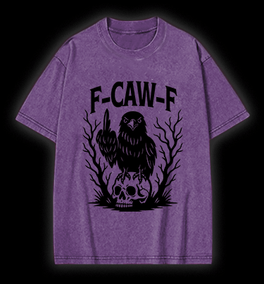Rebellious Crow  F - CAW - F  Vintage Washed 100% Cotton T-Shirt - TheDrunkShark