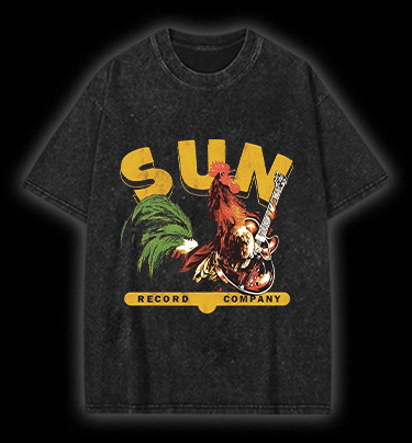  Record Company  Rooster Vintage Washed 100% Cotton T-Shirt - TheDrunkShark