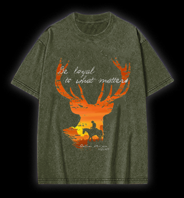 Red Dead Redemption Deer Ending Vintage Washed 100% Cotton T-Shirt - TheDrunkShark