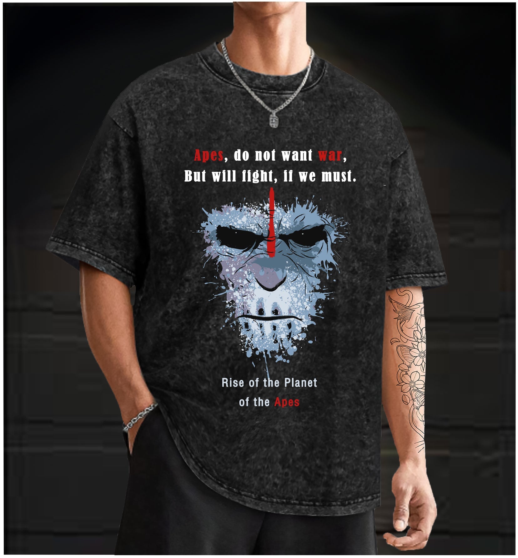  Rise of the Planet of the Apes  Vintage Washed 100% Cotton T-Shirt - TheDrunkShark