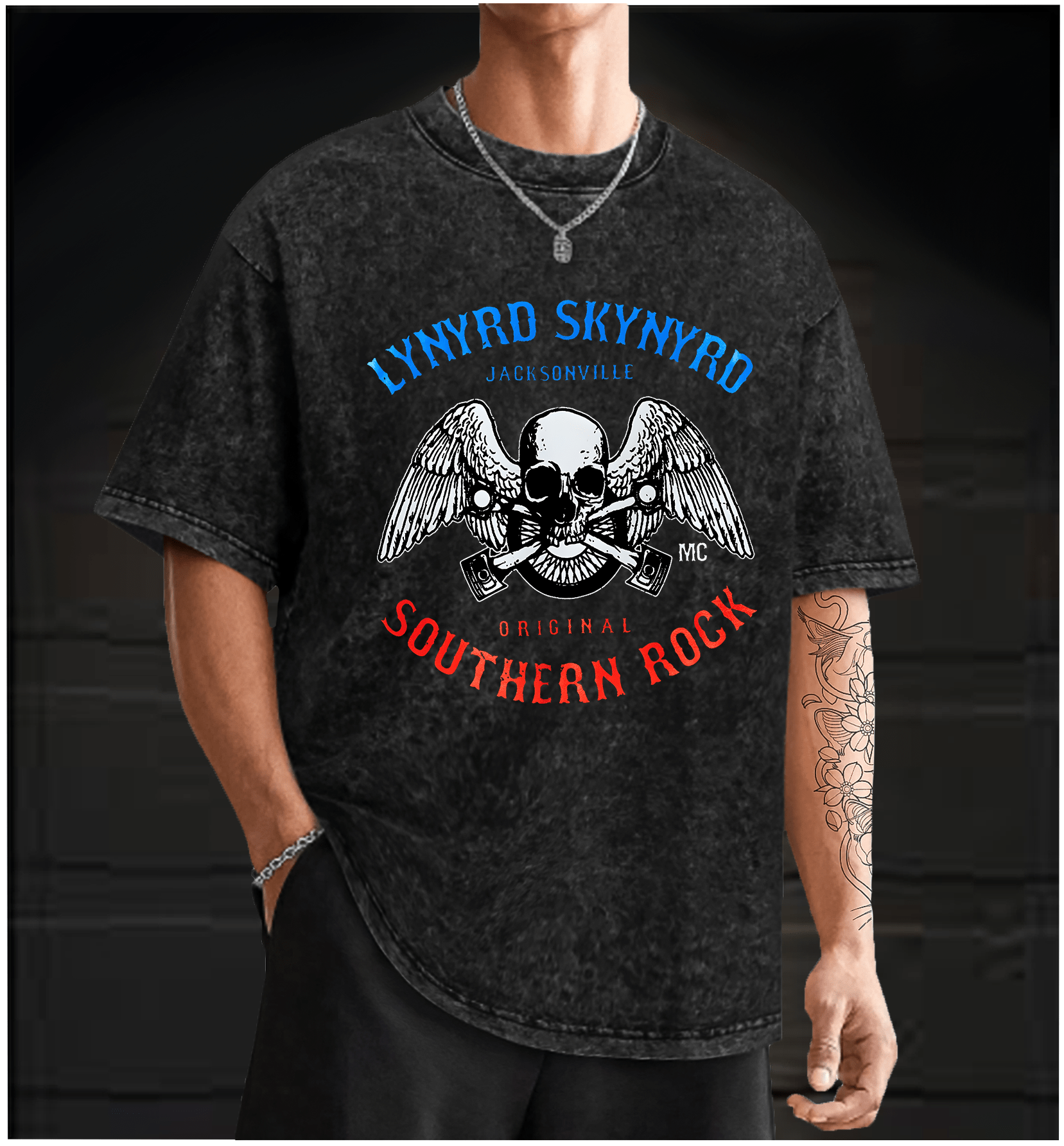 Rock Skull: Bird Flight Vintage Washed 100% Cotton T-Shirt - TheDrunkShark