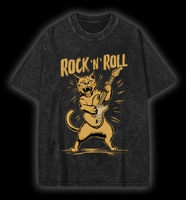 Rocking Cat Vintage Washed 100% Cotton T-Shirt - TheDrunkShark