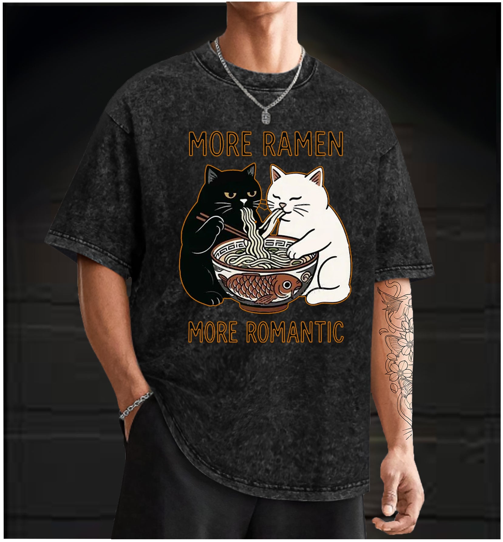 Romantic Cats Vintage Washed 100% Cotton T-Shirt - TheDrunkShark