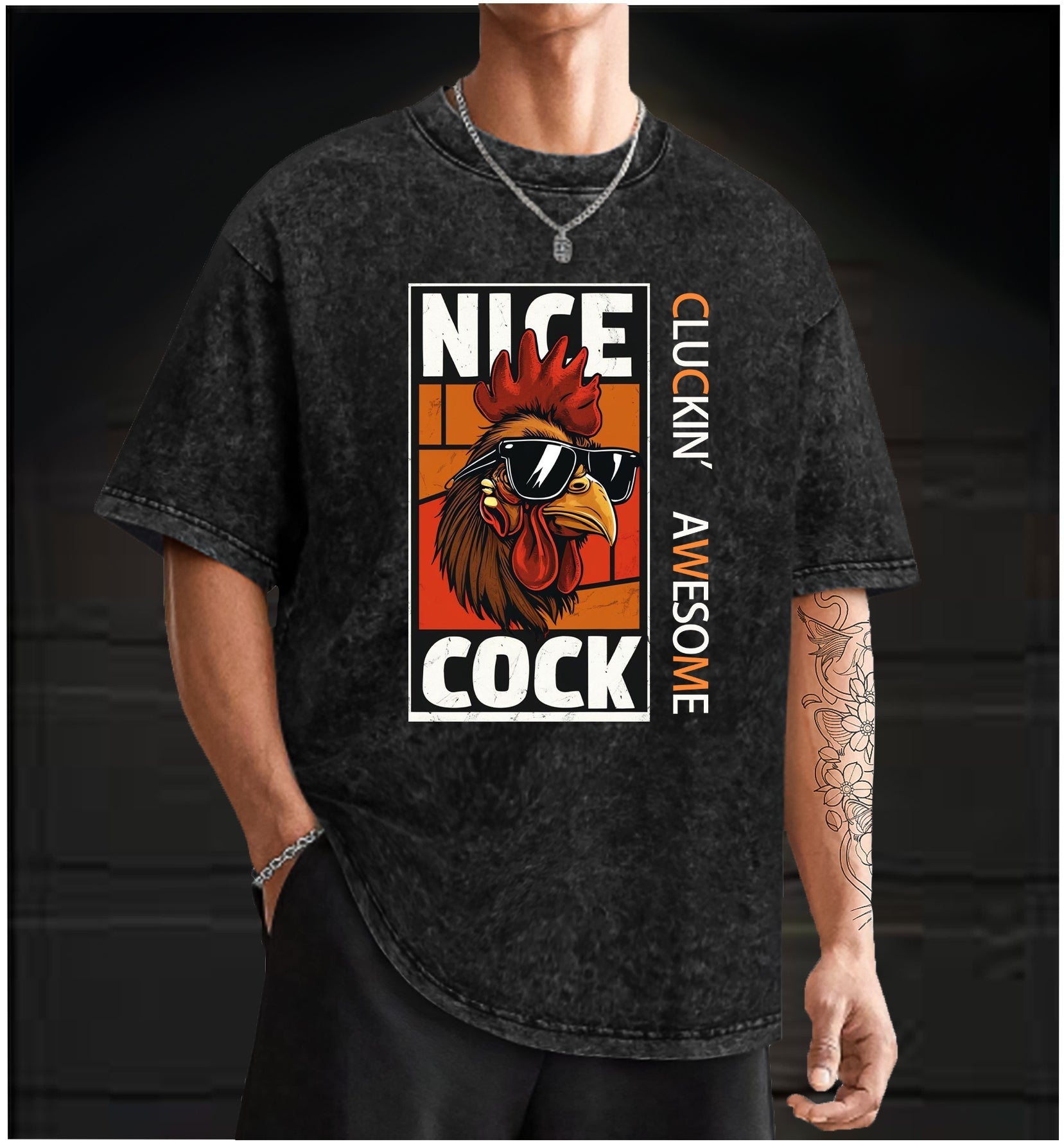  Rooster Attitude Vintage Washed 100% Cotton T-Shirt - TheDrunkShark