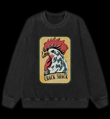 Rooster of Crack Shack Vintage Washed 100% Cotton Sweatshirt - TheDrunkShark
