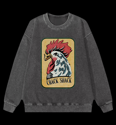 Rooster of Crack Shack Vintage Washed 100% Cotton Sweatshirt - TheDrunkShark