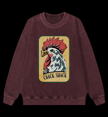 Rooster of Crack Shack Vintage Washed 100% Cotton Sweatshirt - TheDrunkShark