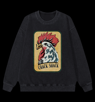 Rooster of Crack Shack Vintage Washed 100% Cotton Sweatshirt - TheDrunkShark