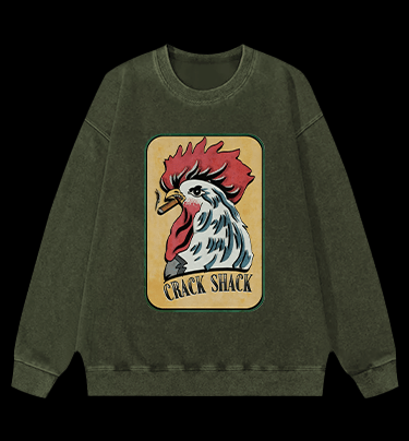 Rooster of Crack Shack Vintage Washed 100% Cotton Sweatshirt - TheDrunkShark